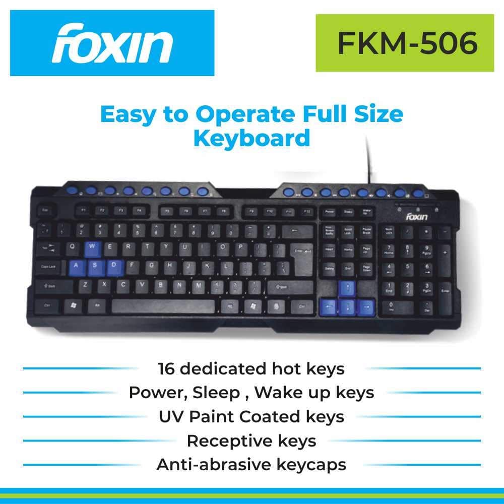 Foxin FKM 506 PRO Wired Multimedia Keyboard and Mouse Combo - Image 3