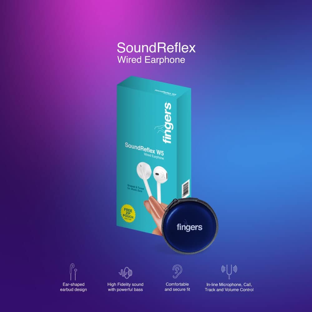 FINGERS SoundReflex W5 Wired Earphone with Mic - Image 2