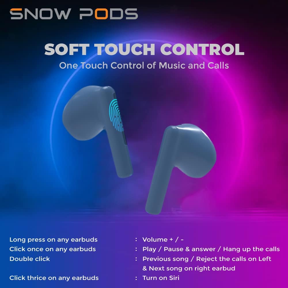 Just Corseca Snowpods (JST412) Wireless Earbuds with Mic - Image 2