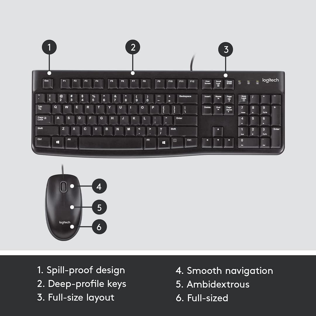 Logitech MK120 Wired USB Keyboard and Mouse Combo - Image 5
