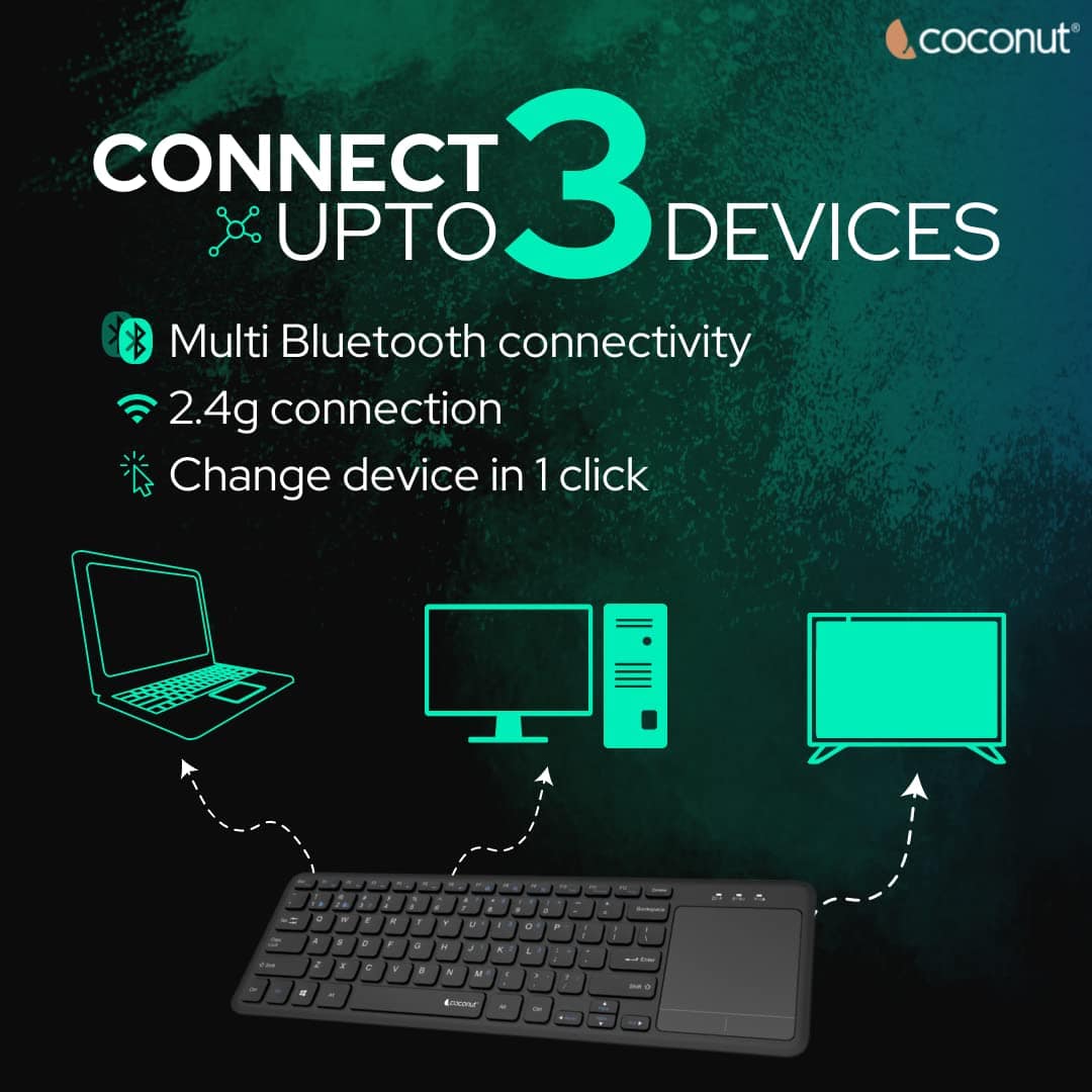 Coconut WK19 Bravo 2.0 Wireless Keyboard with Touchpad - Image 5