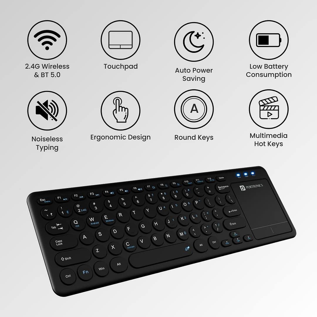 Portronics Bubble Pro Wireless Keyboard with Touchpad - Image 5
