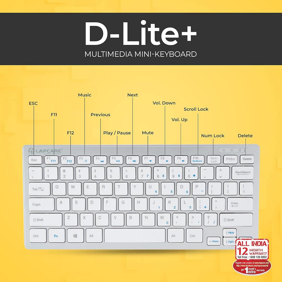 Lapcare D-Lite Plus Wired Mini Keyboard with Chocolate Keys - Image 4