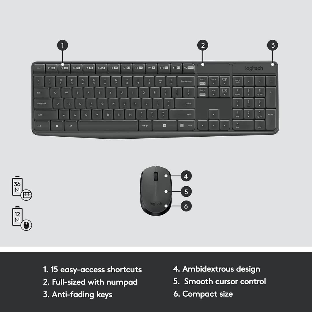 Logitech MK235 Wireless Keyboard and Mouse Combo - Image 3