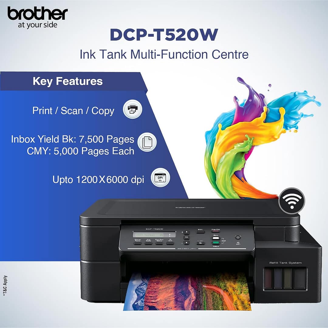 Brother DCP-T520W All-in One Ink Tank Refill System Printer - Image 5