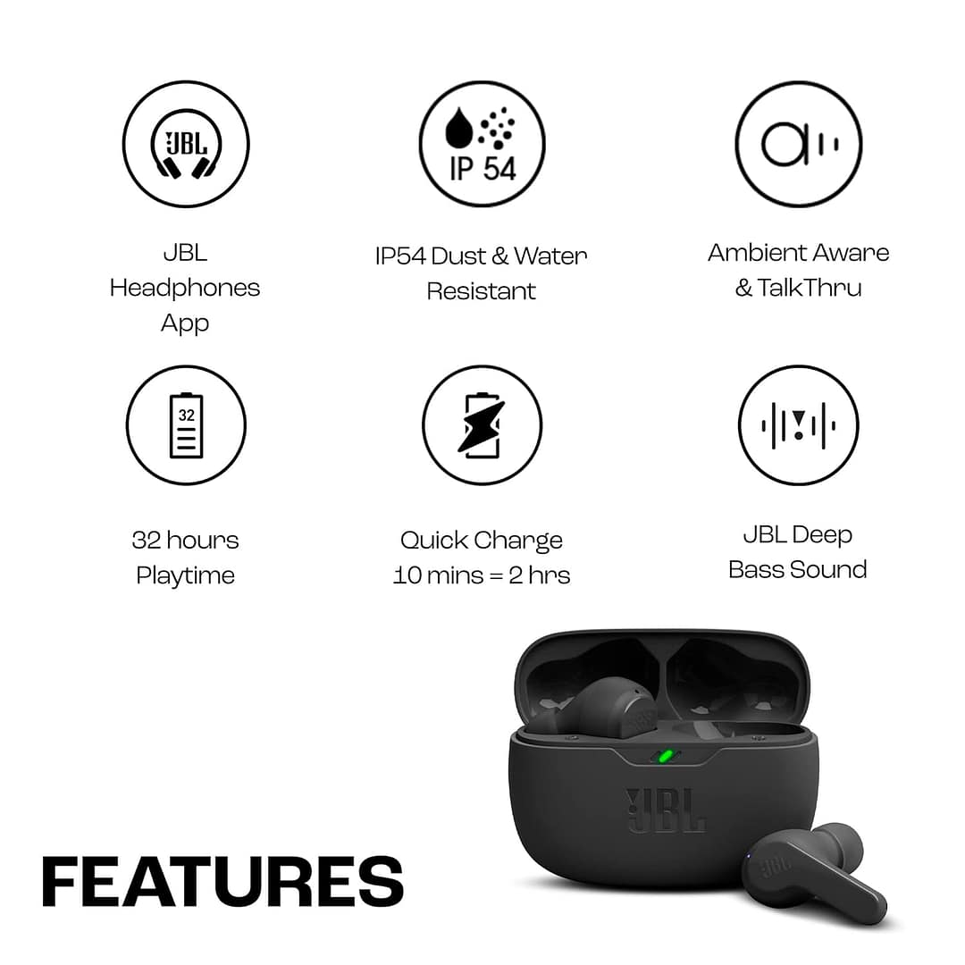 JBL Wave Beam Wireless Earbuds with Mic - Image 2