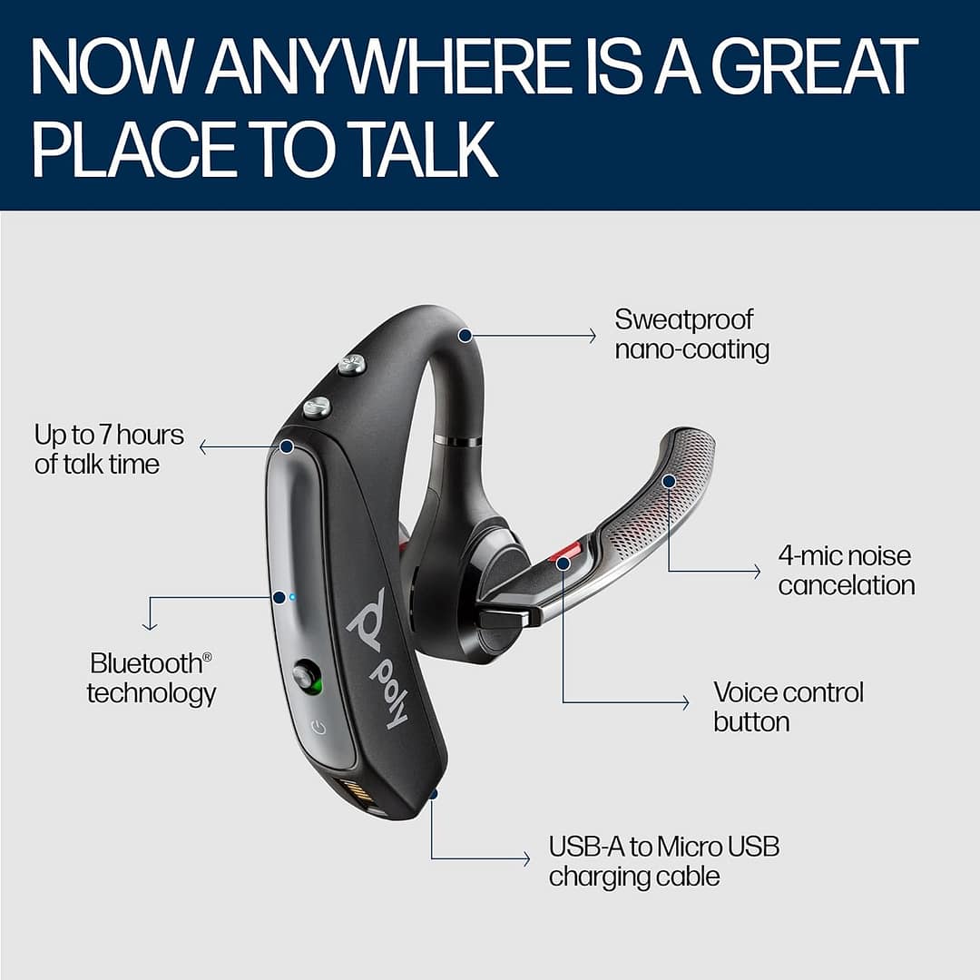 Poly Voyager 5200 Wireless Single-Ear Headset - Image 3
