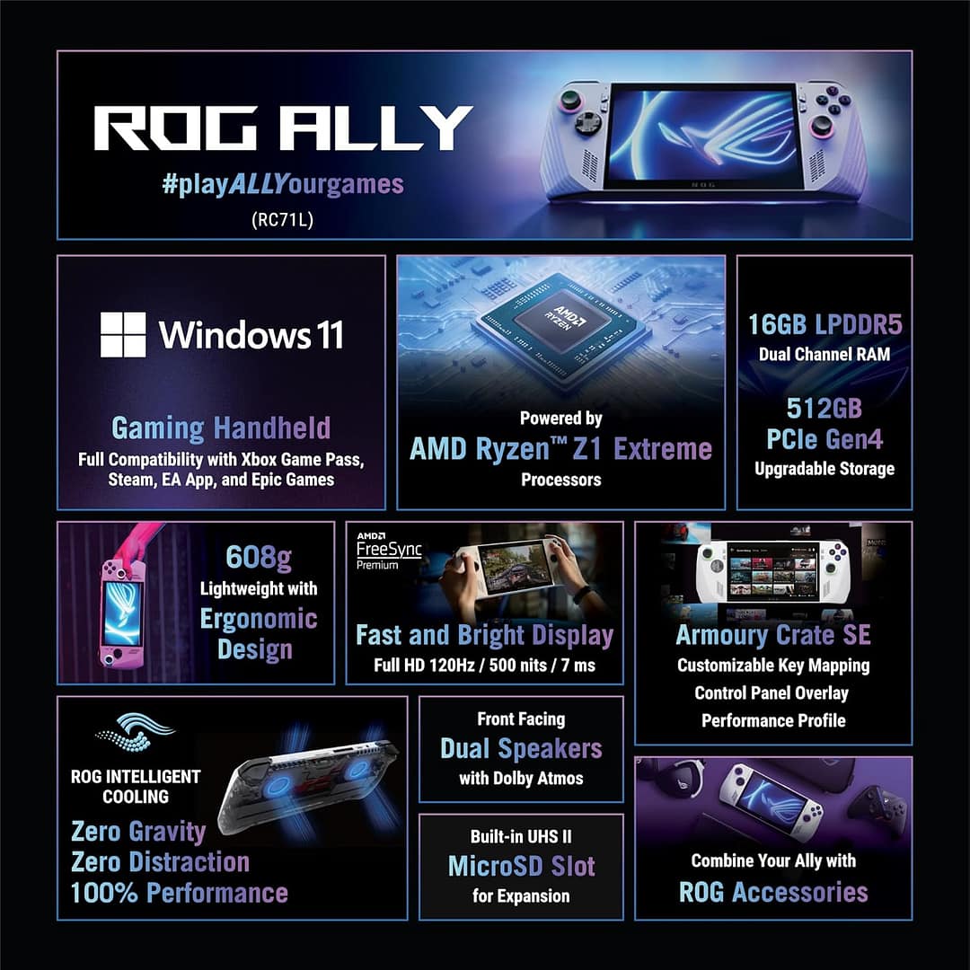 ASUS ROG Ally RC71L-NH001W Handheld Gaming Console - Image 4
