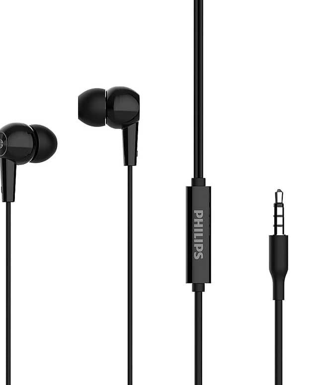 Philips Audio TAE1107BK/94 Wired Earphone with Mic