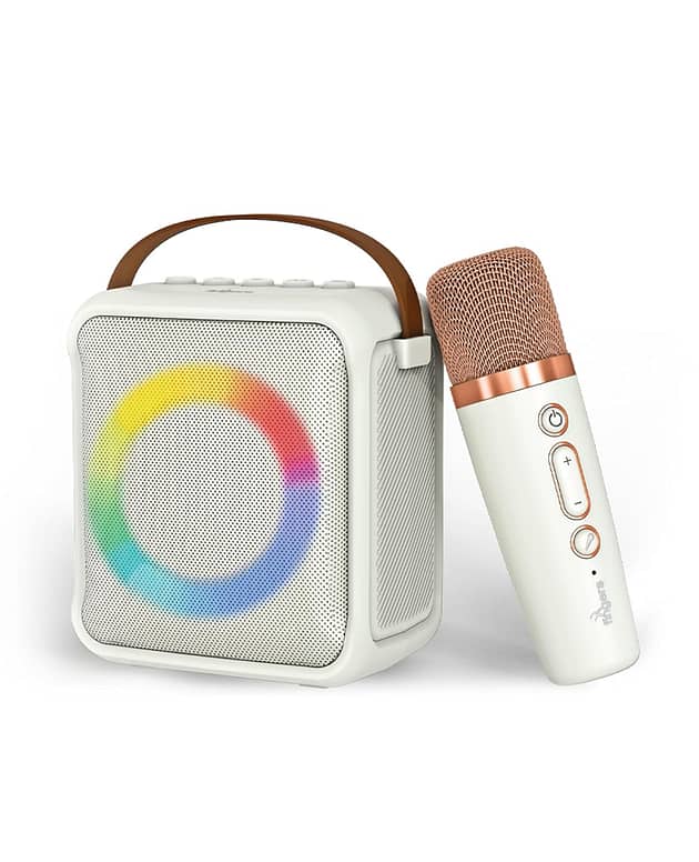 FINGERS SoloKaraoke Portable Speaker with Wireless Mic (Intelligent DSP Chip for Optimized Sound, 4-Hour Playback, Bluetooth� | USB | MicroSD | AUX | FM Radio) - Ivory
