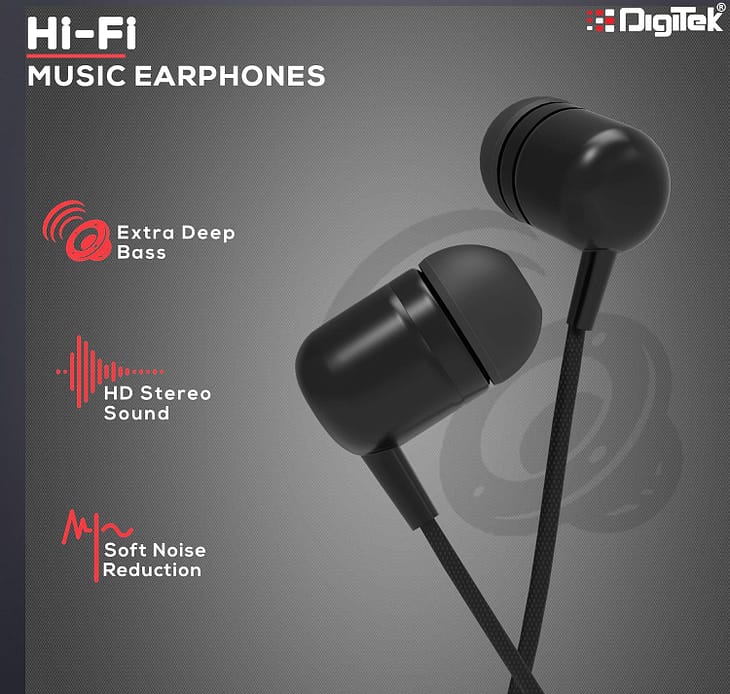 Digitek DE804 Stereo Wired Earphone with Mic - Image 3