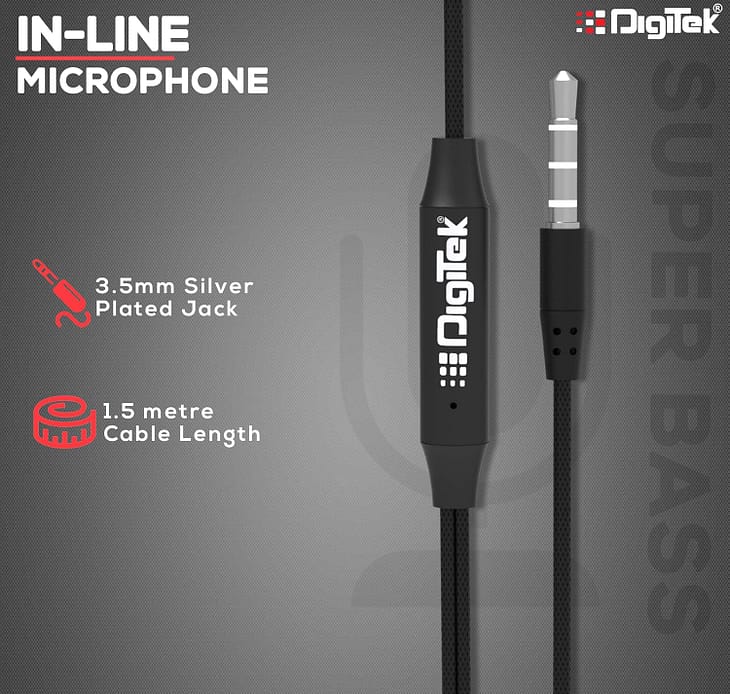 Digitek DE804 Stereo Wired Earphone with Mic - Image 5