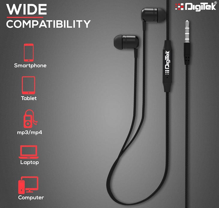 Digitek DE804 Stereo Wired Earphone with Mic - Image 2