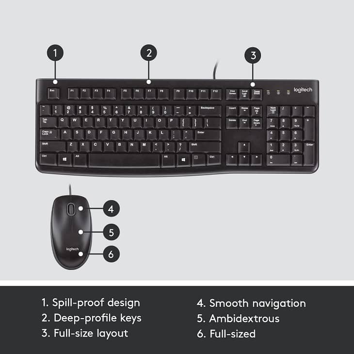 Logitech MK120 Wired USB Keyboard and Mouse Combo - Image 5