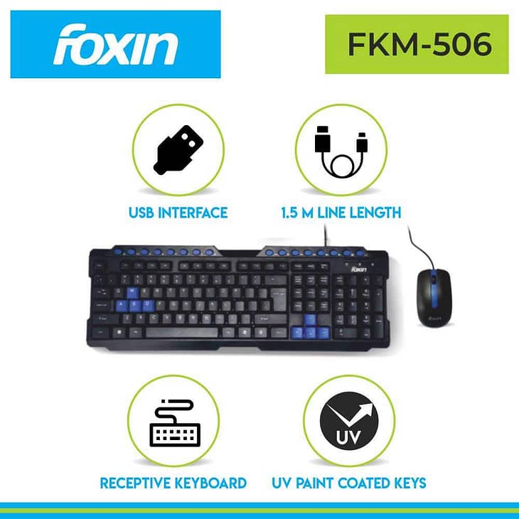 Foxin FKM 506 PRO Wired Multimedia Keyboard and Mouse Combo - Image 2