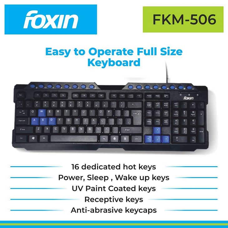Foxin FKM 506 PRO Wired Multimedia Keyboard and Mouse Combo - Image 3