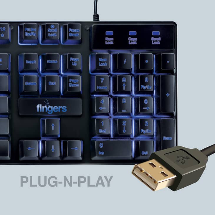 FINGERS Blazing BlueLit Wired Backlit Keyboard - Image 3