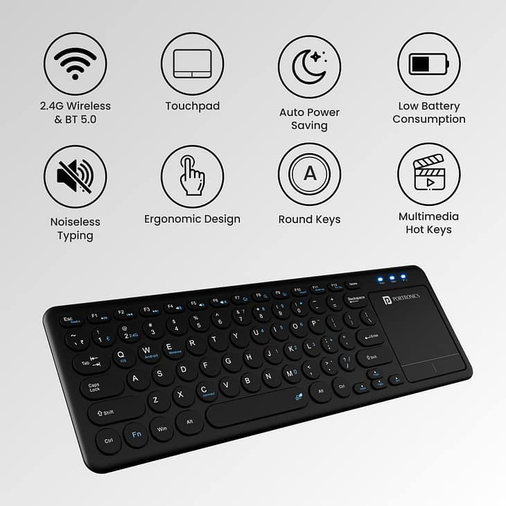 Portronics Bubble Pro Wireless Keyboard with Touchpad - Image 5