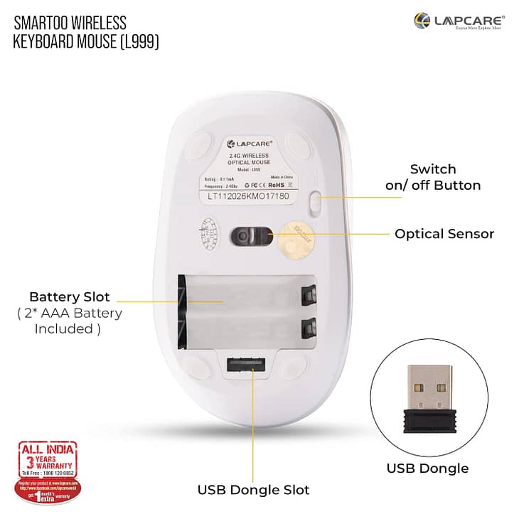 Lapcare L999 Smartoo Wireless Membraned Keyboard and Mouse Combo - Image 6