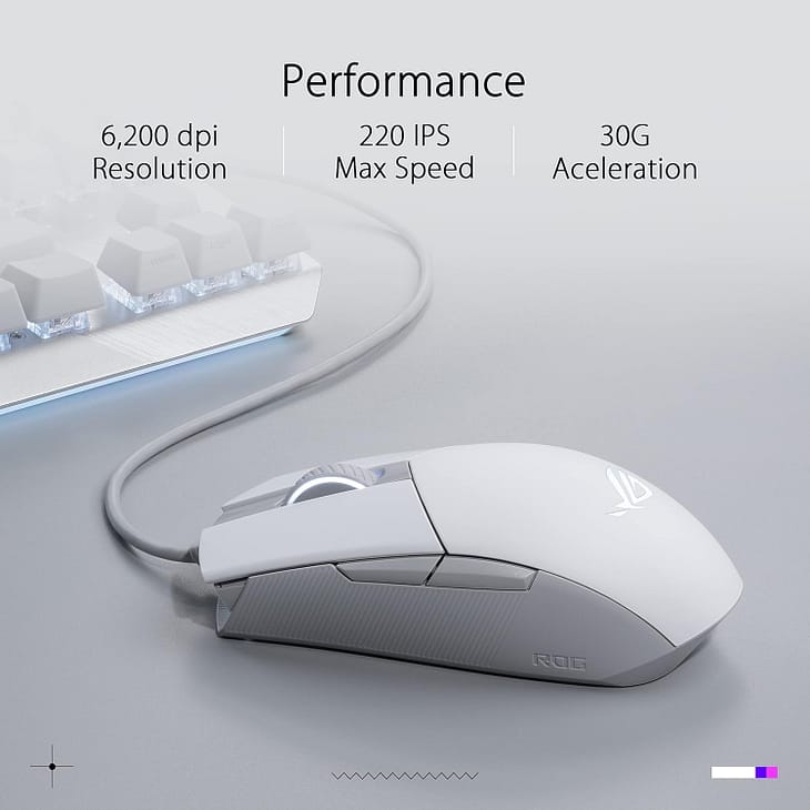ASUS ROG Strix Impact II Moonlight White Wired Gaming Mouse - Image 2