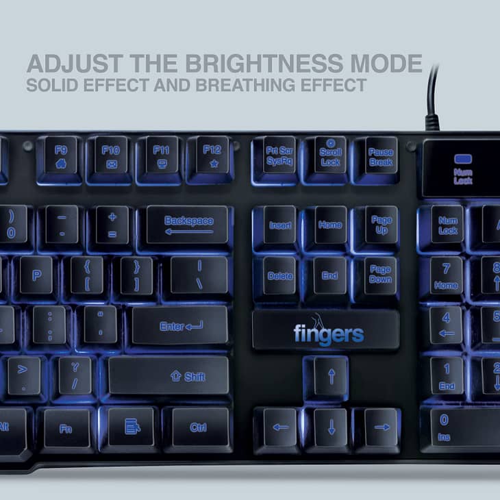 FINGERS Blazing BlueLit Wired Backlit Keyboard - Image 4