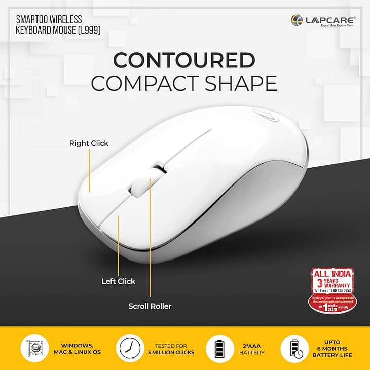 Lapcare L999 Smartoo Wireless Membraned Keyboard and Mouse Combo - Image 5