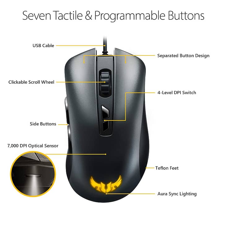ASUS TUF Gaming M3 Optical USB RGB Gaming Mouse - Image 5