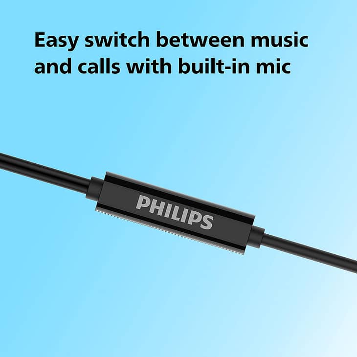 Philips Audio TAE1107BK/94 Wired Earphone with Mic - Image 2