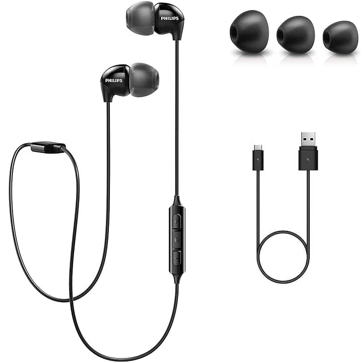 Philips Audio SHB3595BK/00 Wireless Earphones with Mic
