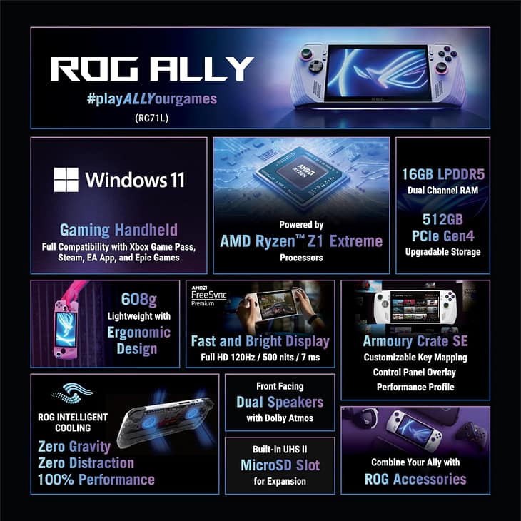 ASUS ROG Ally RC71L-NH001W Handheld Gaming Console - Image 4
